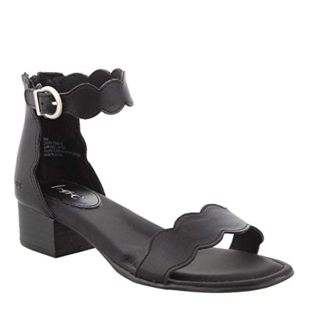 b.o.c. Holly Black Scalloped Ankle Strap Sandals - Picture 2 of 8
